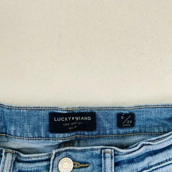 Lucky Brand Straight Ankle Crop Jeans 8/29 Mid Rise Dark Wash Denim - Picture 10 of 16